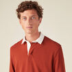 Sweat manches longues col polo marron cognac homme