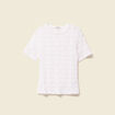 T-shirt cintr&eacute; col rond dentelle blanc femme