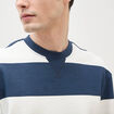 Sweat ray&eacute; col rond manches longues bleu marine homme