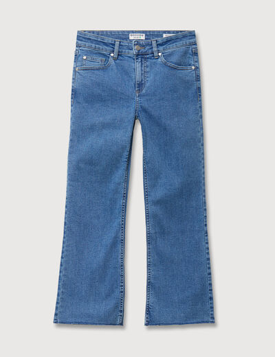 Jeans bootcut cropped taille bascul&eacute;e denim used femme