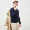 Pull manches longues col rond bleu marine homme