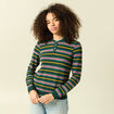 Pull col polo manches longues vert fonc&eacute; femme