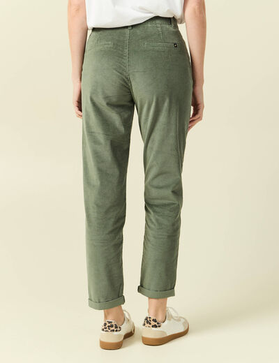 Pantalon large 7/8&egrave;me taille haute vert kaki femme