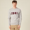 Pull manches longues col rond gris fonc&eacute; homme