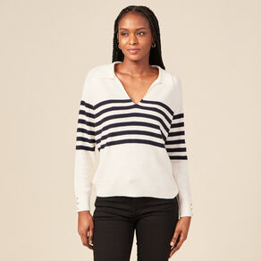 pull col polo eco responsable bleu marine femme Pull col polo éco-responsable bleu marine femme