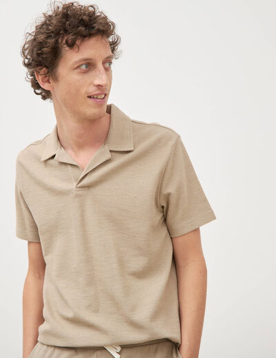 Polo manches courtes beige homme