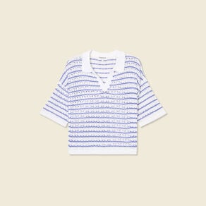 pull manches courtes col polo bleu electrique femme Pull manches courtes col polo bleu electrique femme