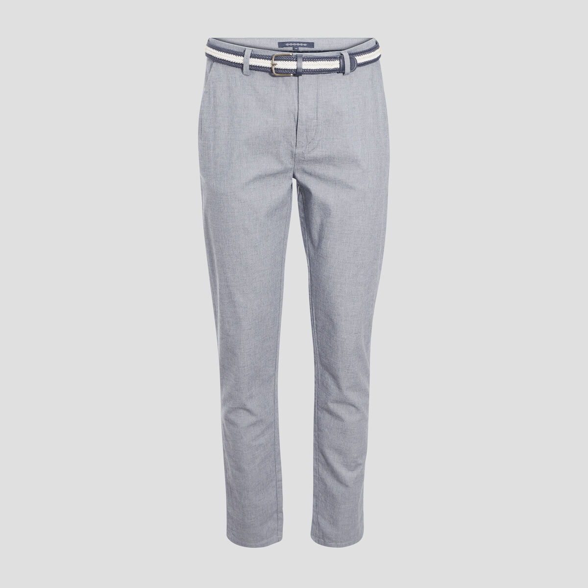 Pantalon chino ceinturé bleu marine homme