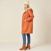Parka droite à capuche doublée orange foncé femme