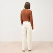 Pantalon coupe regular ecru femme
