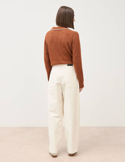 Pantalon coupe regular ecru femme