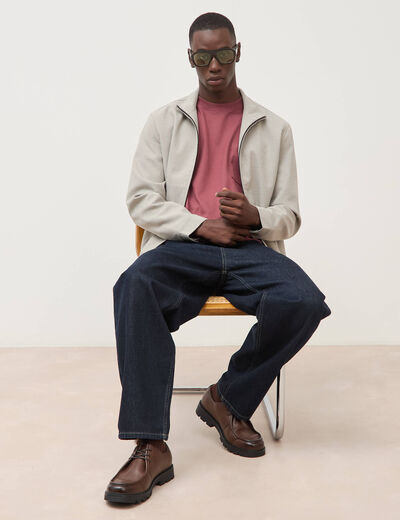 T-shirt droit en coton col ras du cou vieux rose homme