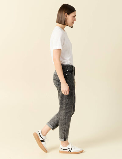 Jeans girlfriend 5 poches denim snow gris femme