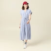 Robe longue évasée ceinturée ecru femme