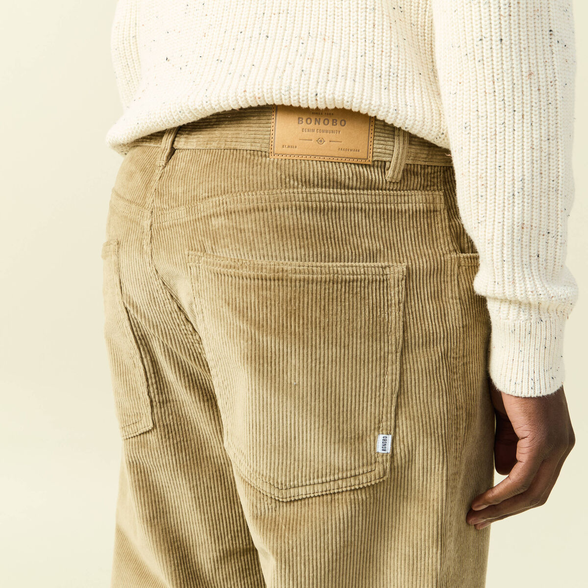 Pantalon relaxed large longueur 32 beige fonce homme