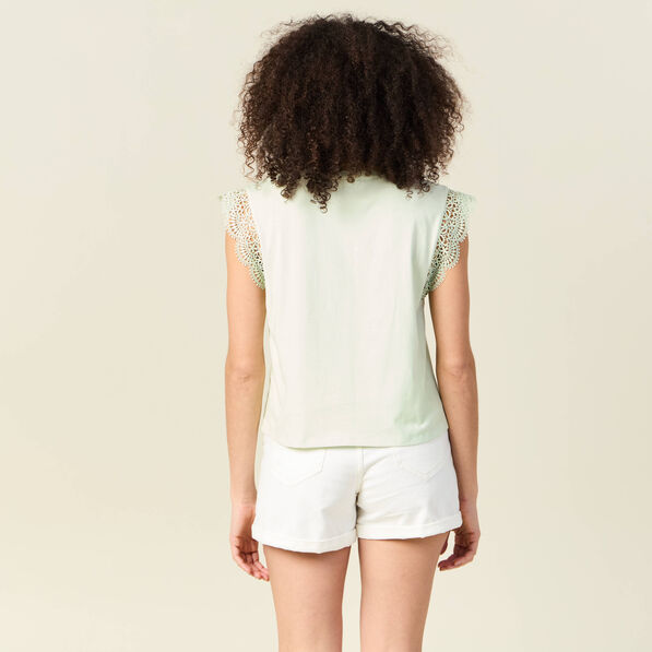 t shirt manches courtes vert pastel femme T-shirt manches courtes vert pastel femme