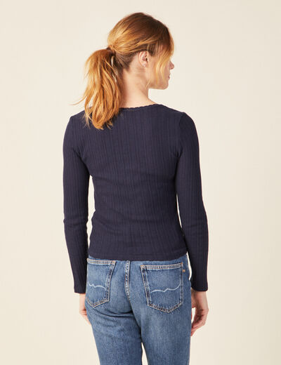 T-shirt à manches longues bleu marine femme