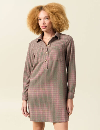 Robe manches longues beige femme