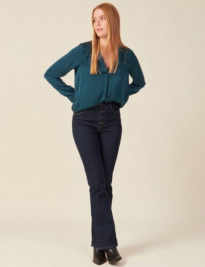 Blouse manches longues bleu canard femme