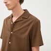 Chemise manches courtes col tailleur taupe homme
