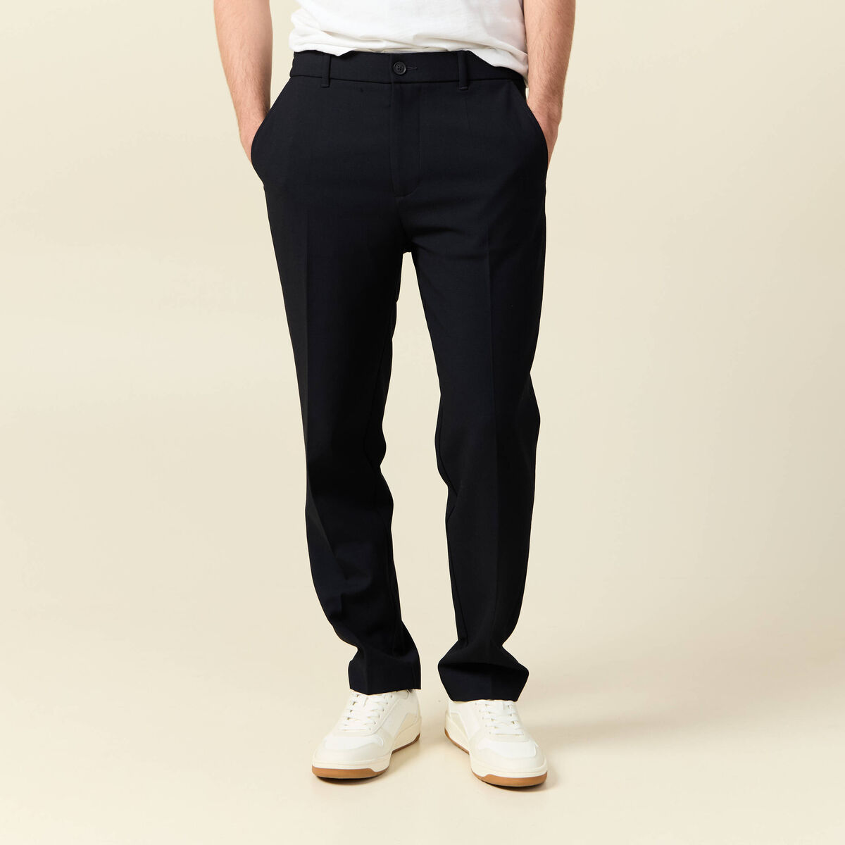 Pantalon droit longueur 32 bleu marine homme