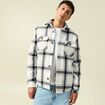 Surchemise oversize courte doubl&eacute;e bleu marine homme