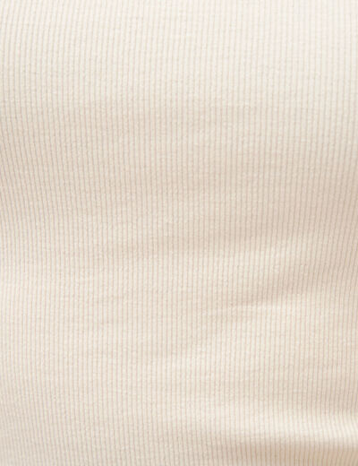 T-shirt col b&eacute;nitier manches courtes ivoire femme