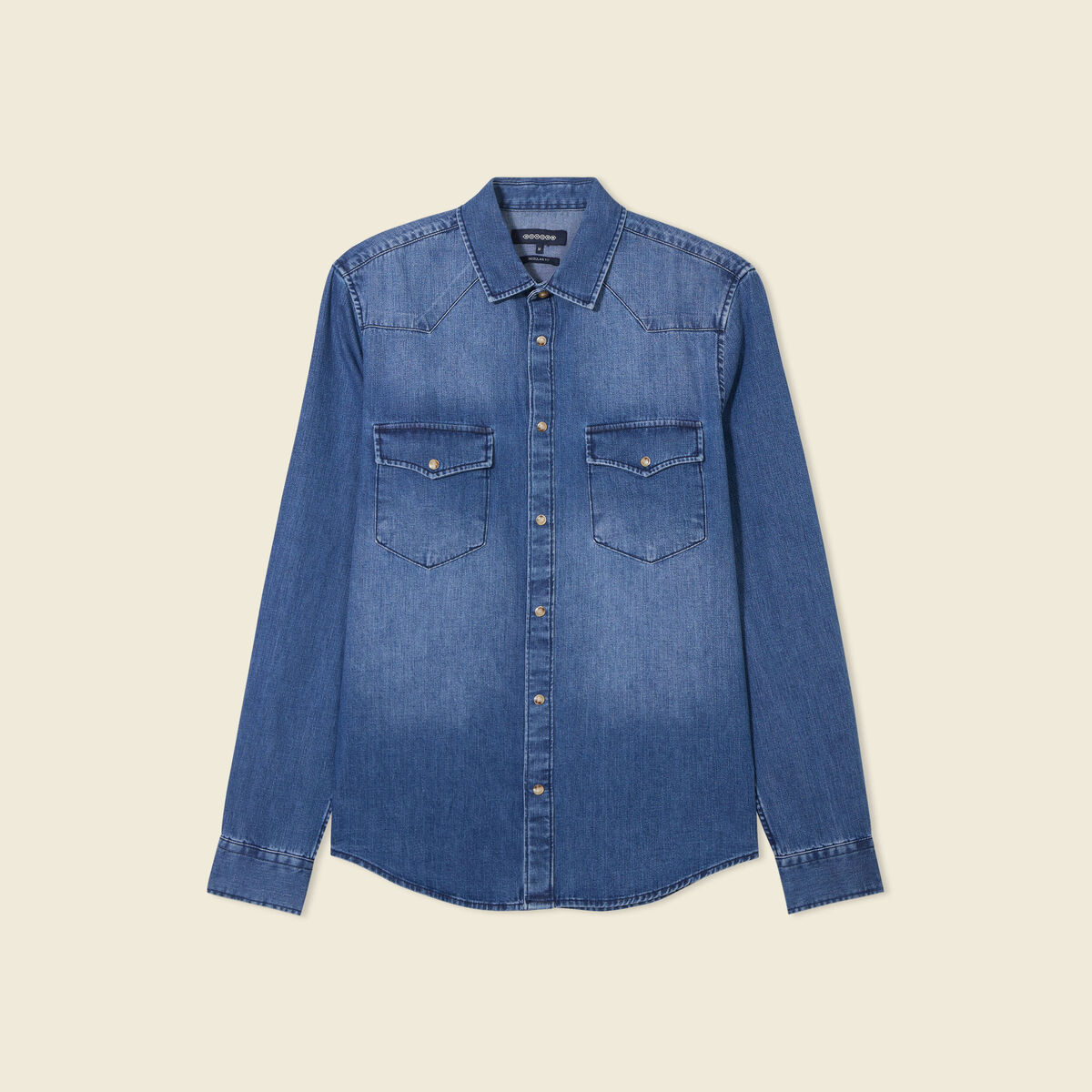 Chemise manches longues denim stone homme