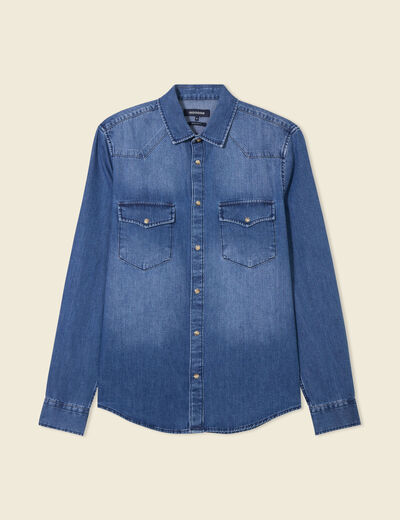 Chemise manches longues denim stone homme