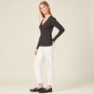 Gilet manches longues col v gris fonc&eacute; femme