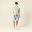 T-shirt ray&eacute; droit manches courtes vert olive homme