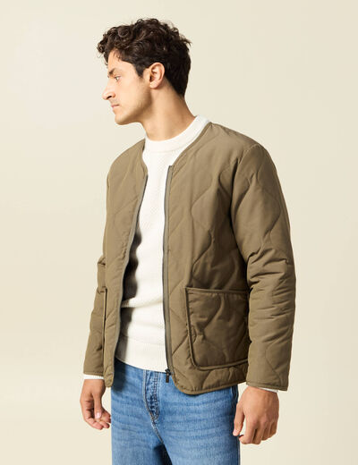 Doudoune manches longues doubl&eacute;e vert kaki homme