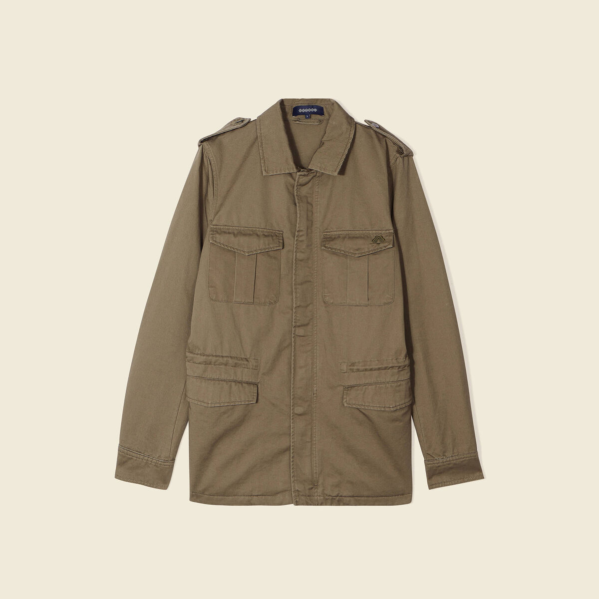 Veste droite poches àrabat vert kaki femme
