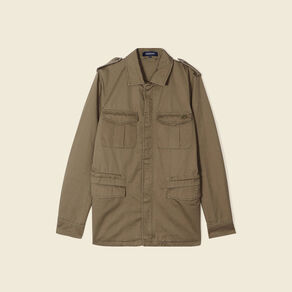 Veste droite poches àrabat vert kaki femme