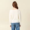 Pull ajour&eacute; col bateau manches longues ecru femme