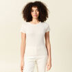 Short cintré manches courtes col rond beige femme