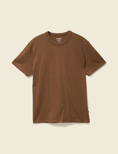 T-shirt en coton manches courtes marron homme