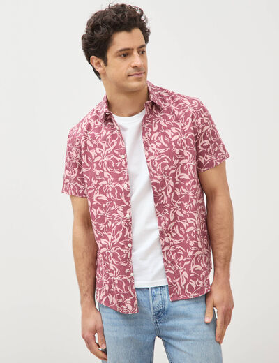 Chemise manches courtes vieux rose homme