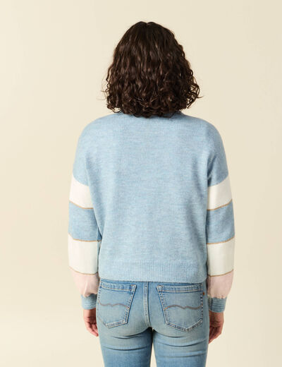 Pull col rond manches longues mauve femme