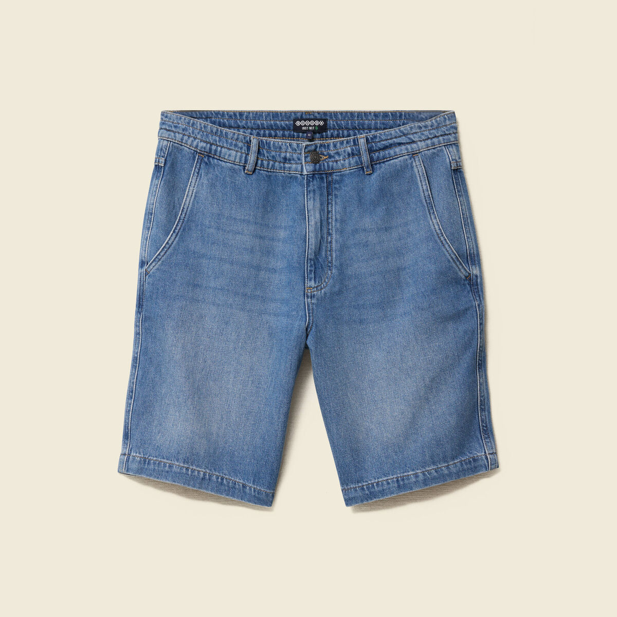 Bermuda denim en coton denim stone homme