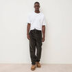 Pantalon large en velours vert kaki homme