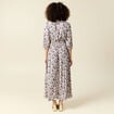 Robe col V manches longues bleu femme
