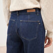 Jeans barrel taille haute broderie denim brut clean femme