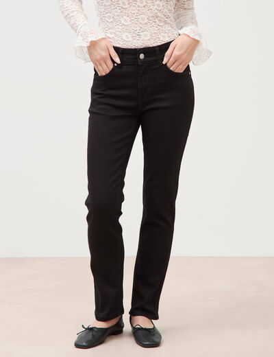 Jeans regular 7/8&egrave;me taille standard denim noir femme