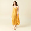 Robe longue évasée fluide jaune femme