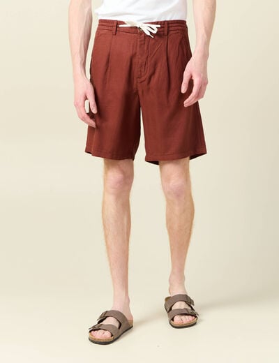 Bermuda droite à coulisse marron cognac homme