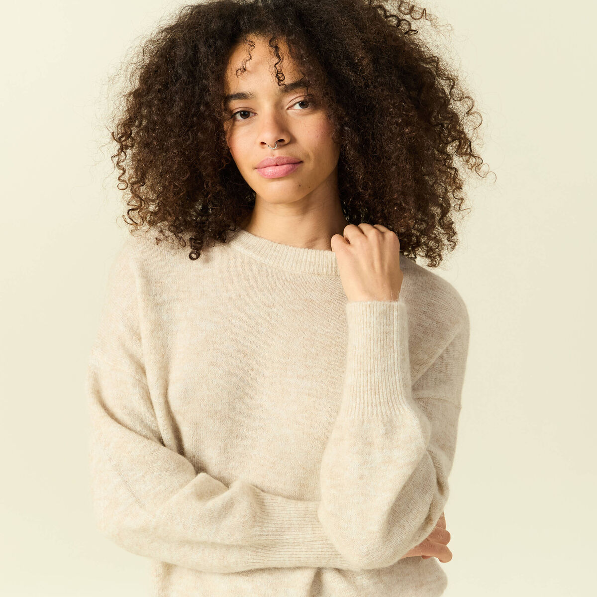 T-shirt col rond manches longues Barbie parme fille | La Halle