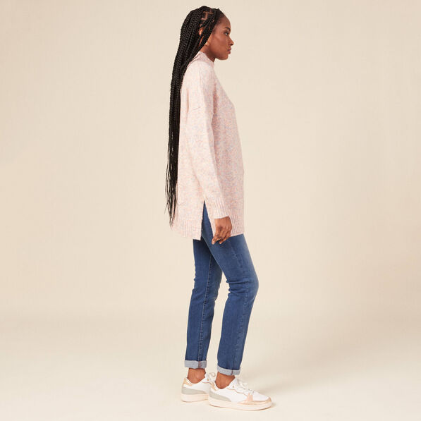 Pull long oversize orange foncé femme