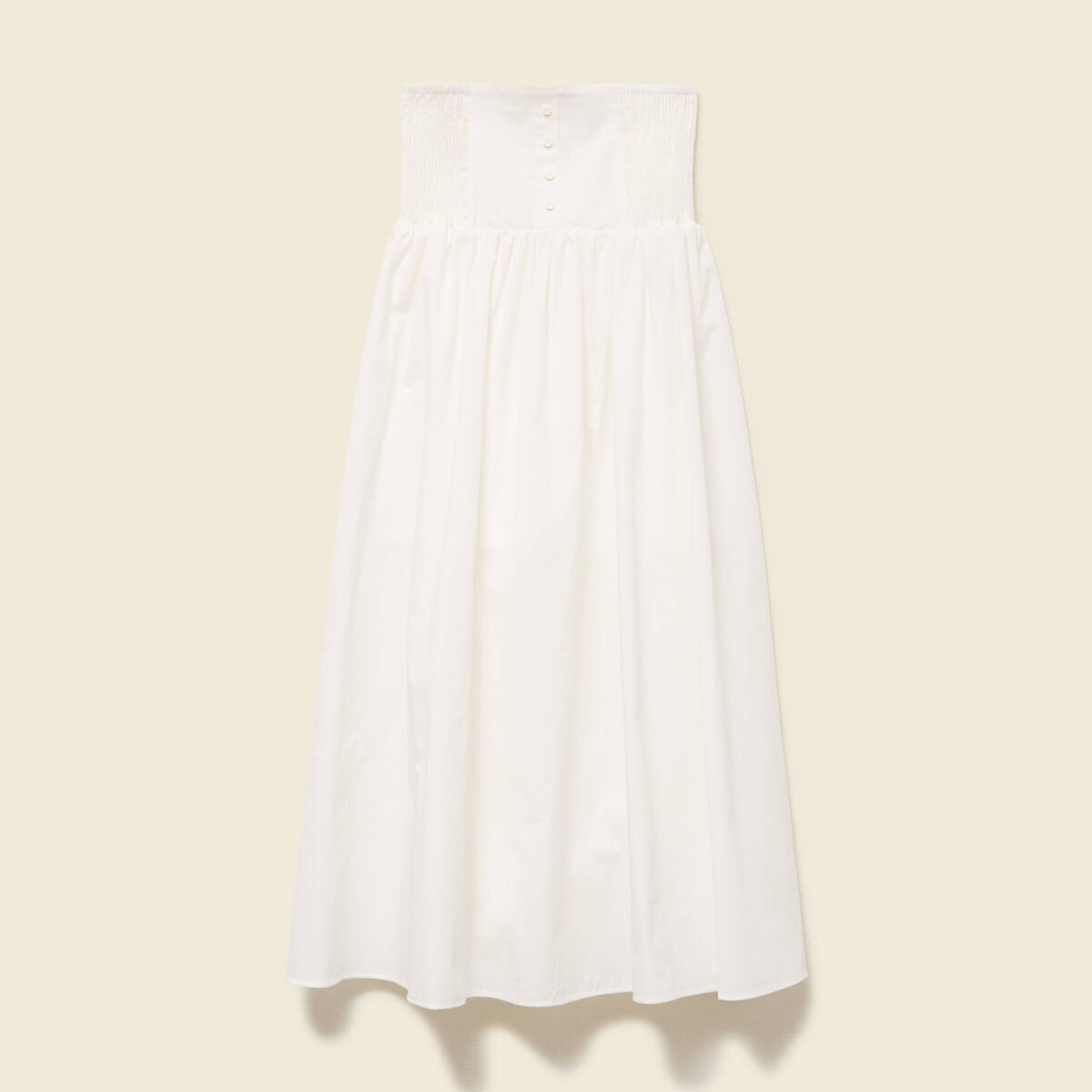 Jupe longue &eacute;vas&eacute;e en coton ecru femme