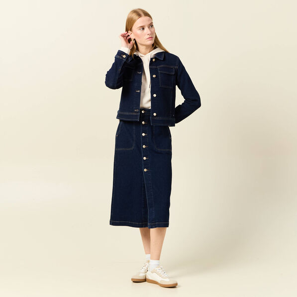 veste en jean droite denim brut femme Veste en jean droite denim brut femme